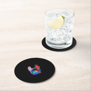 Dessous-de-verre Rond En Papier Dog Geometric Color Splash Pop art French Bulldog