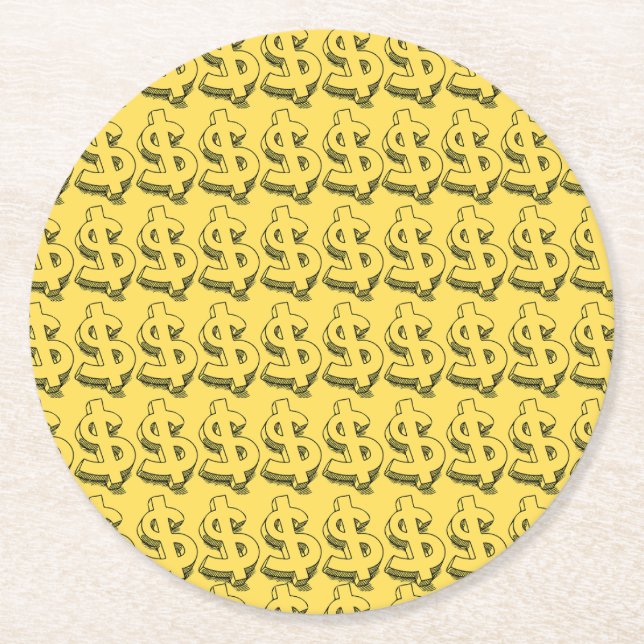 Dessous-de-verre Rond En Papier dollar or (Devant)