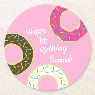 Dessous-de-verre Rond En Papier Donut Kid's Birthday Party mite