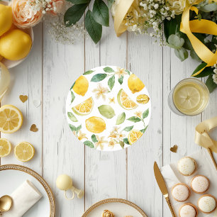 Dessous-de-verre Rond En Papier Douce Citron Baby Shower