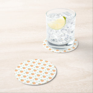 Dessous-de-verre Rond En Papier Douce Élégance Pêche pour une Baby Shower