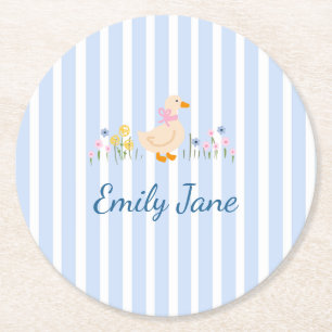 Dessous-de-verre Rond En Papier Douce Oie Fleur Sauvage Baby Shower Baptême