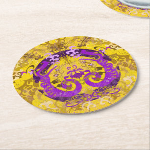 Dessous-de-verre Rond En Papier Dragon Damask