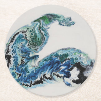Dessous-de-verre Rond En Papier “Dragon in the Waves – Abstract Ocean Energy Round