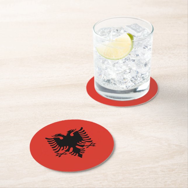 Dessous-de-verre Rond En Papier Drapeau albanais (En situation)