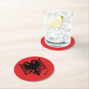 Dessous-de-verre Rond En Papier drapeau albanais & mariage Albanie, fête /sports