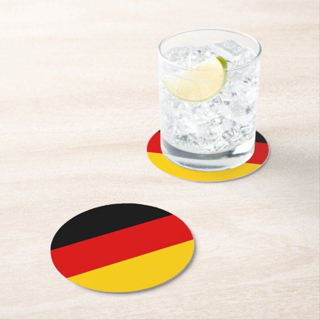 Dessous-de-verre Rond En Papier Drapeau allemand (En situation)