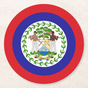 Dessous-de-verre Rond En Papier Drapeau bélizien