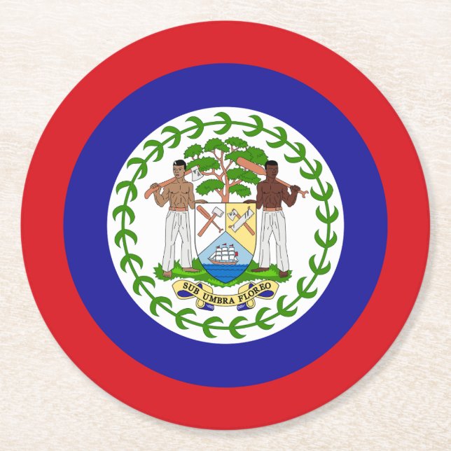 Dessous-de-verre Rond En Papier Drapeau bélizien (Devant)