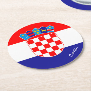Dessous-de-verre Rond En Papier Drapeau croate & mariage en Croatie, fête /sports