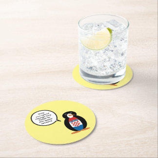 Dessous-de-verre Rond En Papier Drapeau croate Ms Penguin parlante personnalisée