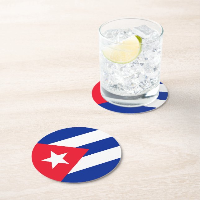 Dessous-de-verre Rond En Papier Drapeau Cuba (En situation)