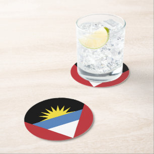 Dessous-de-verre Rond En Papier Drapeau d'Antigua-et-Barbuda