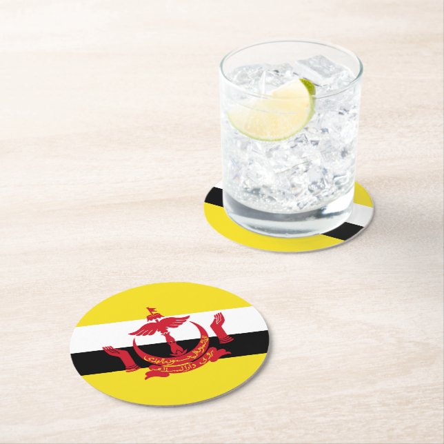 Dessous-de-verre Rond En Papier Drapeau de Brunei (En situation)