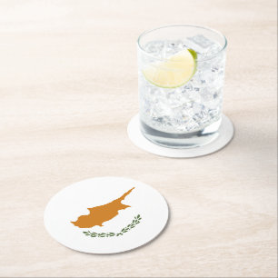 Dessous-de-verre Rond En Papier Drapeau de Chypre