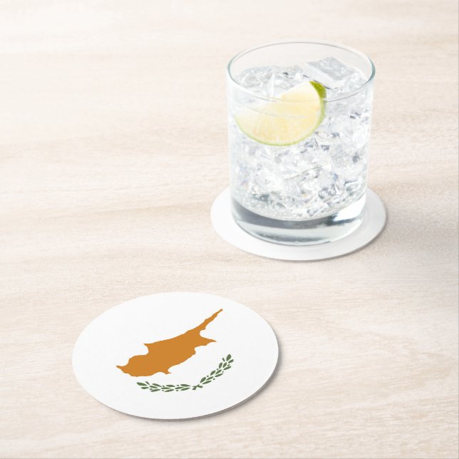 Dessous-de-verre Rond En Papier Drapeau de Chypre (En situation)