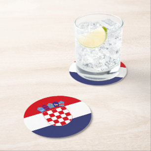 Dessous-de-verre Rond En Papier Drapeau de Croatie
