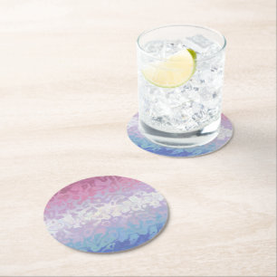 Dessous-de-verre Rond En Papier Drapeau de fierté bigender tripant ondoyant funky 