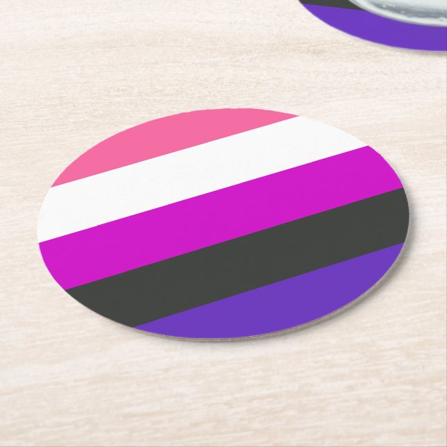 Dessous-de-verre Rond En Papier Drapeau de fierté genderfluid (Incliné)