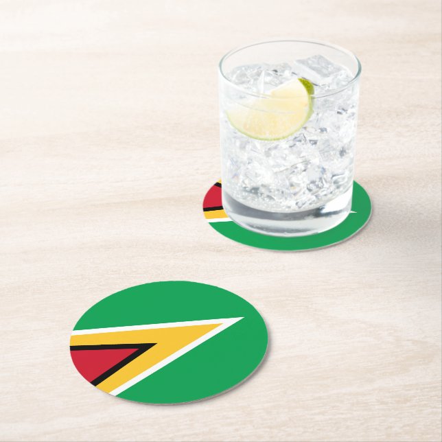 Dessous-de-verre Rond En Papier Drapeau de Guyana (En situation)