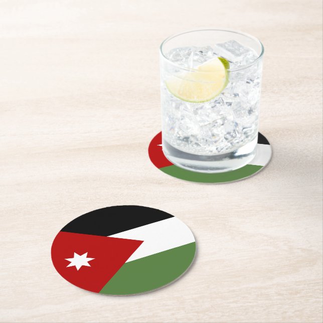 Dessous-de-verre Rond En Papier Drapeau de Jordanie (En situation)