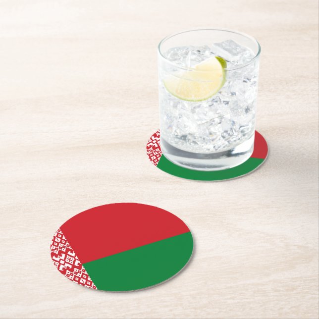 Dessous-de-verre Rond En Papier drapeau de la Biélorussie (En situation)