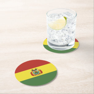 Dessous-de-verre Rond En Papier Drapeau de la Bolivie
