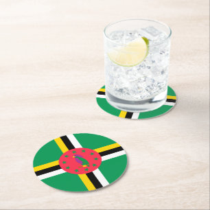 Dessous-de-verre Rond En Papier Drapeau de la Dominique