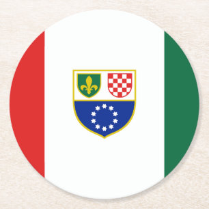 Dessous-de-verre Rond En Papier Drapeau de la Fédération de Bosnie-Herzégovine
