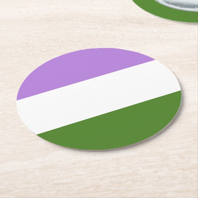 Dessous-de-verre Rond En Papier Drapeau de la fierté queer (Incliné)