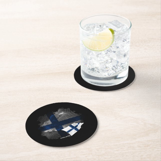 Dessous-de-verre Rond En Papier Drapeau de la Finlande (En situation)