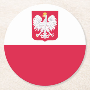 Dessous-de-verre Rond En Papier Drapeau de la Pologne