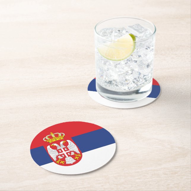 Dessous-de-verre Rond En Papier drapeau de la Serbie (En situation)