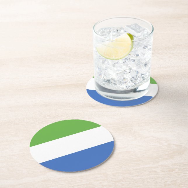 Dessous-de-verre Rond En Papier drapeau de la Sierra Leone (En situation)