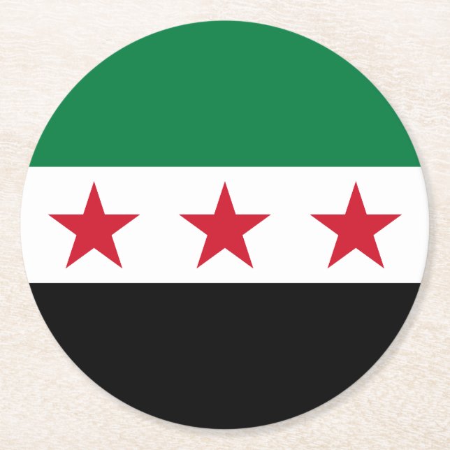 Dessous-de-verre Rond En Papier Drapeau de la Syrie (Devant)