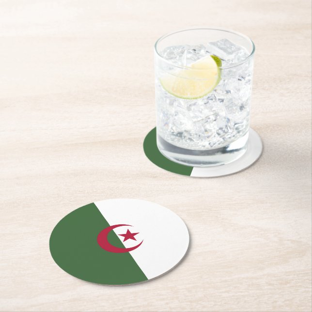 Dessous-de-verre Rond En Papier Drapeau de l'Algérie (En situation)