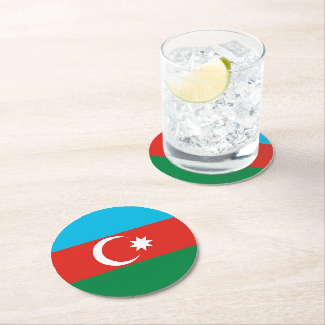 Dessous-de-verre Rond En Papier Drapeau de l'Azerbaïdjan (En situation)