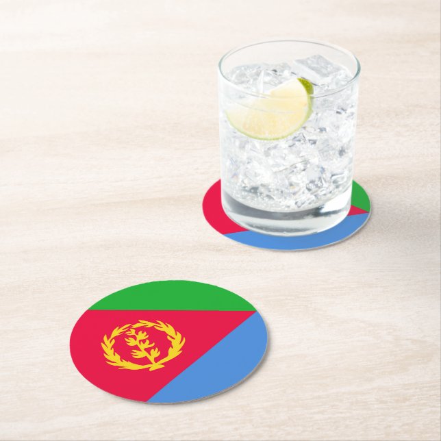 Dessous-de-verre Rond En Papier Drapeau de l'Érythrée (En situation)