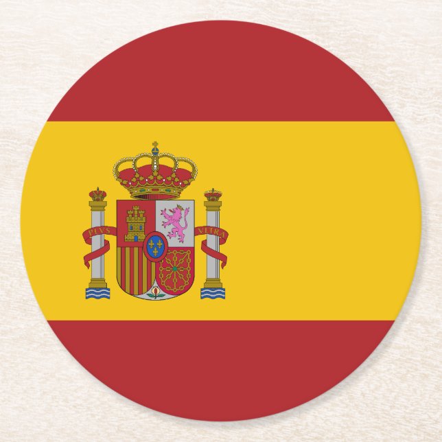 Dessous-de-verre Rond En Papier Drapeau de l'Espagne (Devant)