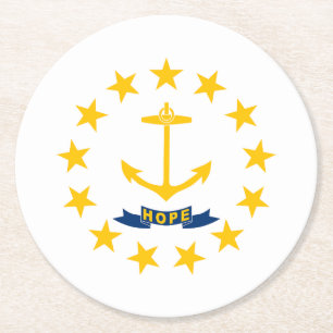 Dessous-de-verre Rond En Papier Drapeau de l'État de Rhode Island
