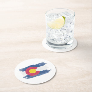 Dessous-de-verre Rond En Papier Drapeau de l'état du Colorado, Drapeau du Colorado
