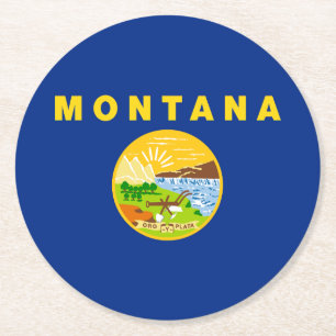 Dessous-de-verre Rond En Papier Drapeau de l'État du Montana