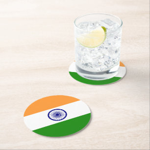 Dessous-de-verre Rond En Papier Drapeau de l'Inde