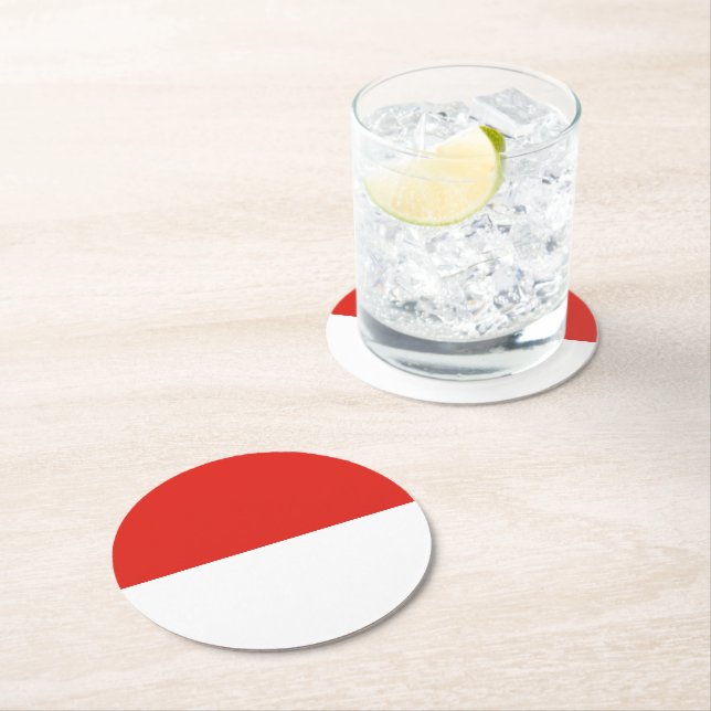 Dessous-de-verre Rond En Papier Drapeau de l'Indonésie (En situation)