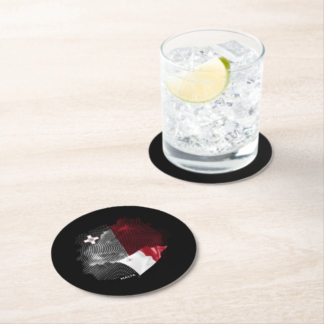 Dessous-de-verre Rond En Papier drapeau de Malte (En situation)