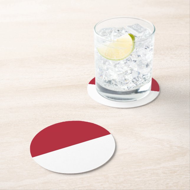 Dessous-de-verre Rond En Papier Drapeau de Monaco (En situation)