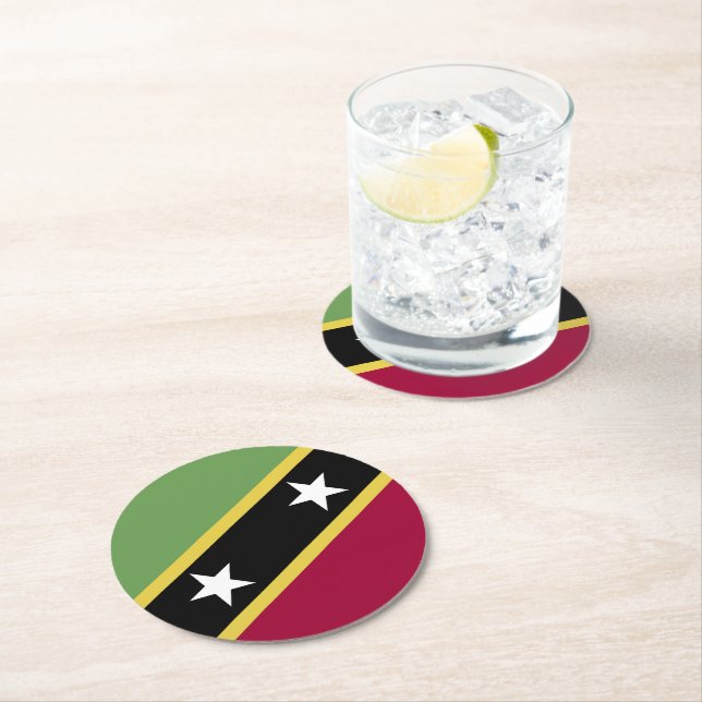 Dessous-de-verre Rond En Papier Drapeau de Saint-Kitts-et-Nevis (En situation)