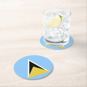 Dessous-de-verre Rond En Papier Drapeau de Sainte-Lucie