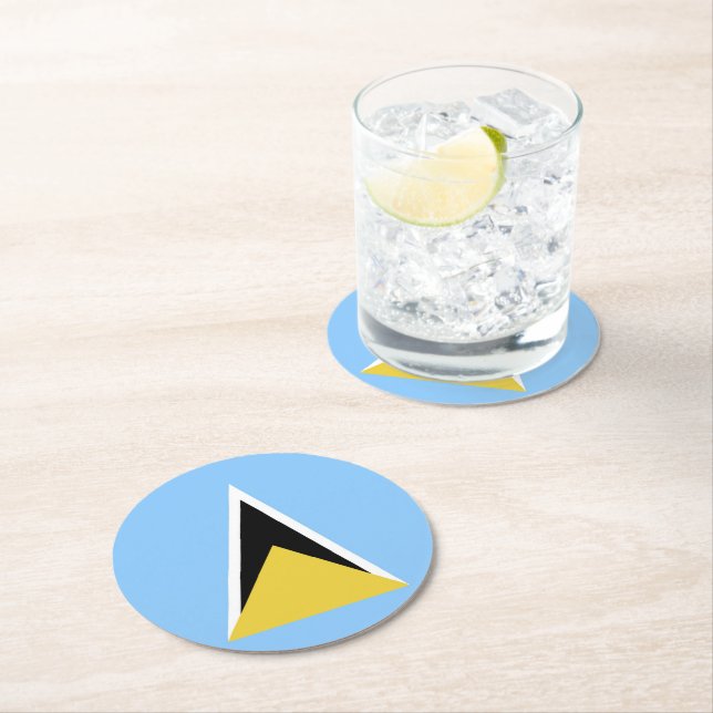 Dessous-de-verre Rond En Papier Drapeau de Sainte-Lucie (En situation)
