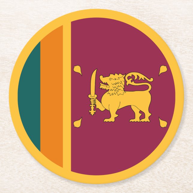 Dessous-de-verre Rond En Papier Drapeau de Sri Lanka (Devant)
